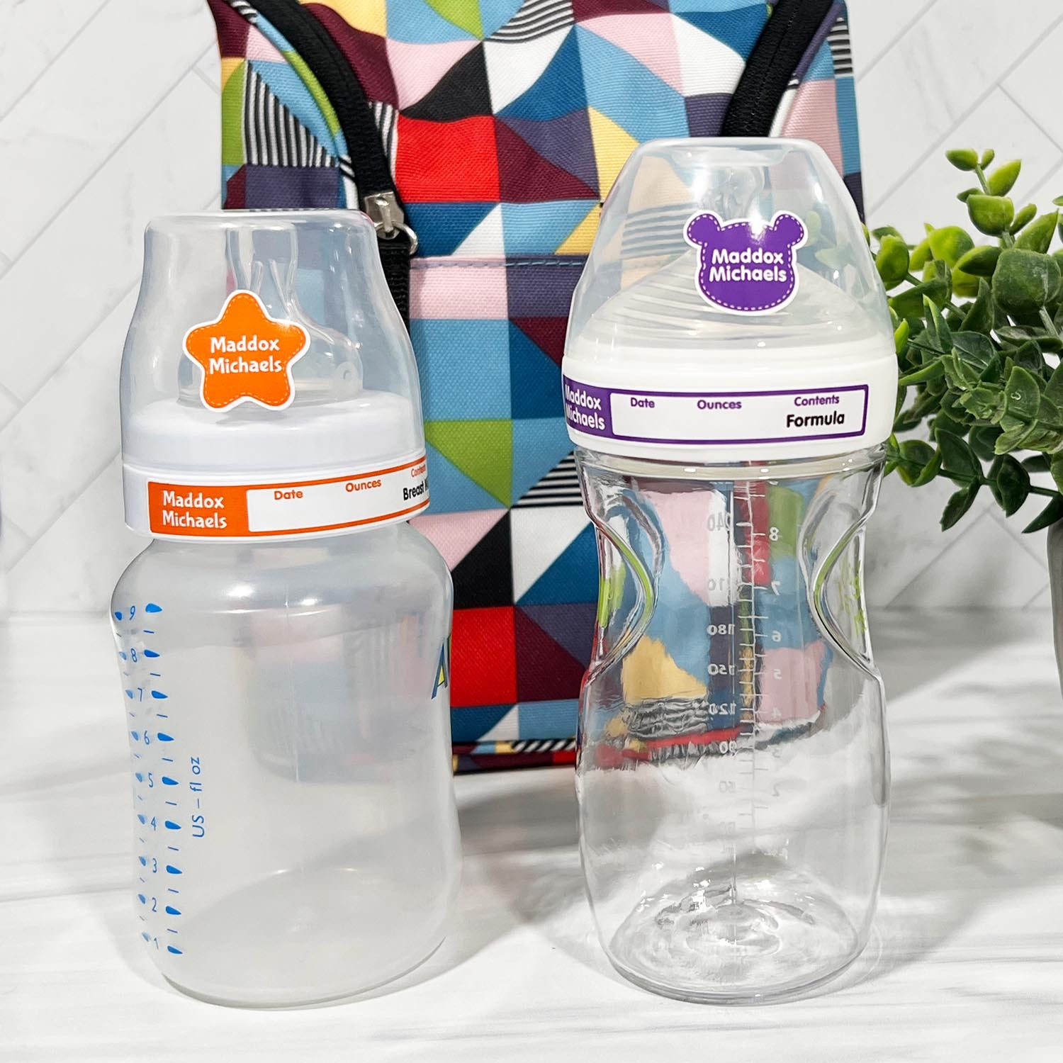 Sterilizer safe bottle labels - slim rim for Comotomo and silicone bottles